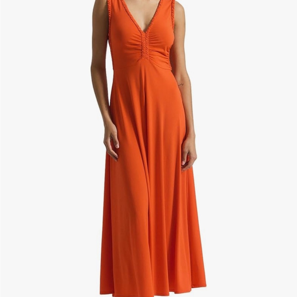 Derek Lam 10 Crosby Ruched Maxi Dress – Tangerine Orange – NWT